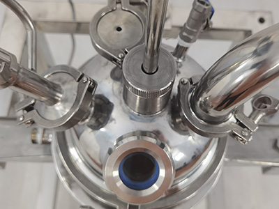 2L kleiner ummantelter Edelstahlreaktor detail - Abdeckung des Reaktionskessels mit mehreren Öffnungen, die Anzahl der Öffnungen des Kessels kann individuell angepasst werden und das Design mit großer Öffnung ist leicht zu reinigen.
