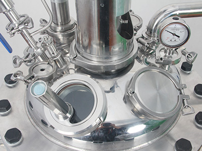 Doppelschichtiger Edelstahlreaktor mit elektrischer Heizung detail - Abdeckung des Reaktionskessels mit mehreren Öffnungen, die Anzahl der Öffnungen des Kessels kann individuell angepasst werden und das Design mit großer Öffnung ist leicht zu reinigen.