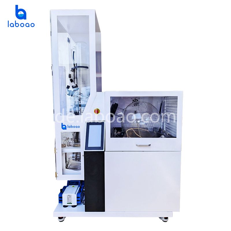 Rotationsverdampfer mit Schutzvorrichtung und automatischer Befüllung und Entleerung